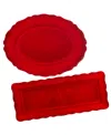 Certified International Red Crackle Melamine 2pc Platter Set In Micscellaneous