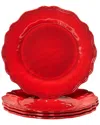 Certified International Red Crackle Dinner Plates, Set Of 4