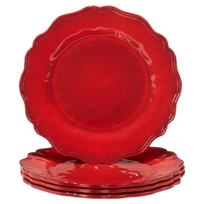 Certified International Red Crackle Set Of 4 Salad Plate 9"