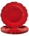 Certified International Red Crackle Set Of 4 Salad Plates