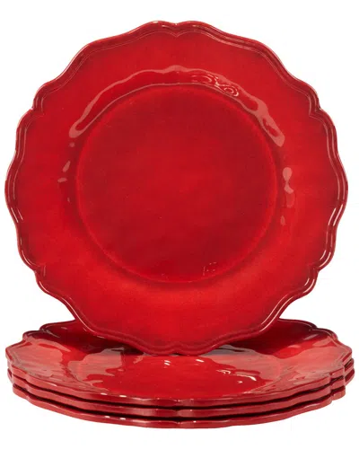 Certified International Red Crackle Set Of 4 Salad Plates
