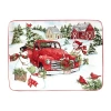 Certified International Red Truck Snowman Rectangular Platter In Multi