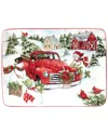 Certified International Red Truck Snowman Rectangular Platter In Multi