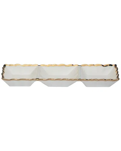 Certified International Regency 3-section Porcelain Tray In Gold