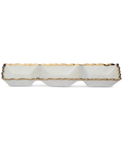 Certified International Regency 3-section Porcelain Tray In Gold
