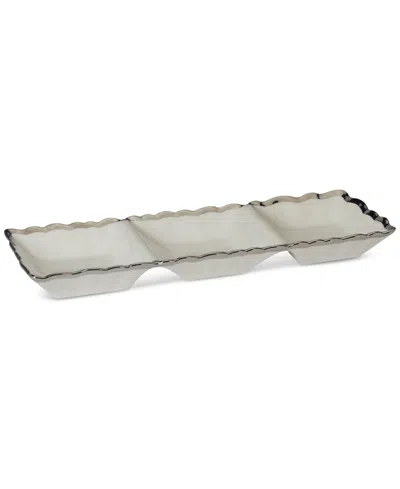Certified International Regency 3-section Porcelain Tray In Silver