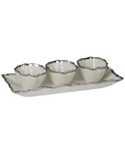 Certified International Regency 4 Pc. Tray And Condiment Bowls In Silver