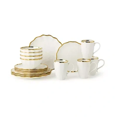 Certified International Regency Gold 16-pc. Porcelain Dinnerware Set In White