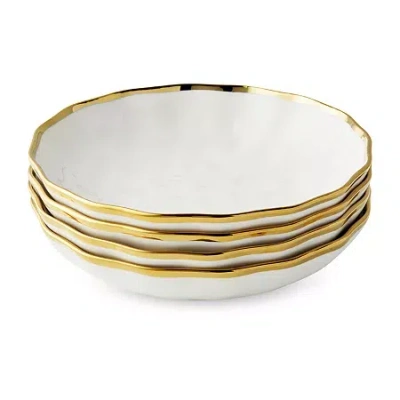 Certified International Regency Gold 4-pc. Porcelain Soup Bowl In White
