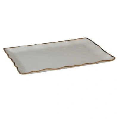 Certified International Regency Gold Rectangular Platter 16in In White