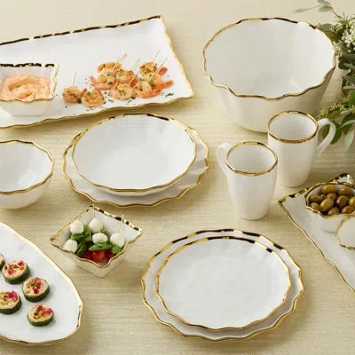 Certified International Regency Gold Set Of 4 Cereal Bowl 6" X 3" In White;gold