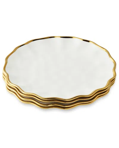 Certified International Regency Gold Set Of 4 Dinner Plates In White