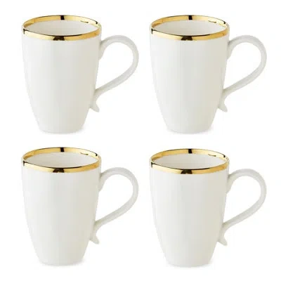 Certified International Regency Gold Set Of 4 Mug 18 Oz. In White;gold