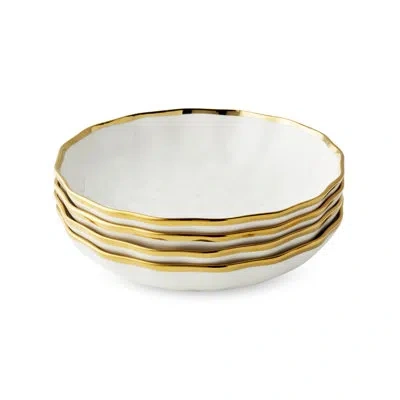 Certified International Regency Gold Set Of 4 Soup Bowl 9" X 2" In White;gold
