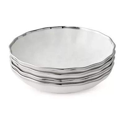 Certified International Regency Silver 4-pc. Porcelain Soup Bowl In White