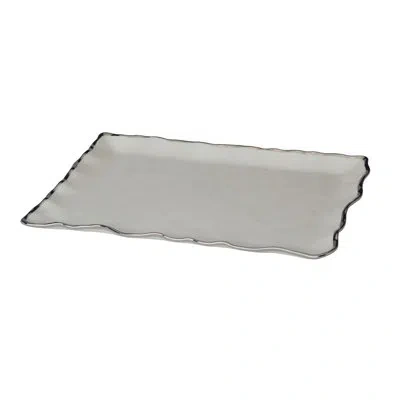 Certified International Regency Silver Rectangular Platter 16in In White