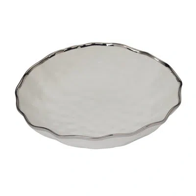 Certified International Regency Silver Serving Bowl In White