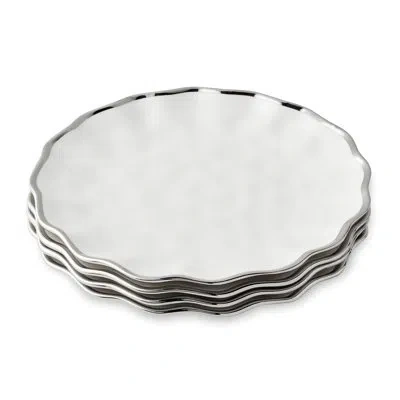 Certified International Regency Silver Set Of 4 Dinner Plate 11" In White;silver