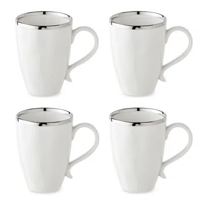 Certified International Regency Silver Set Of 4 Mug 18 Oz. In White;silver