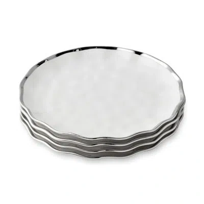 Certified International Regency Silver Set Of 4 Salad Plates In White