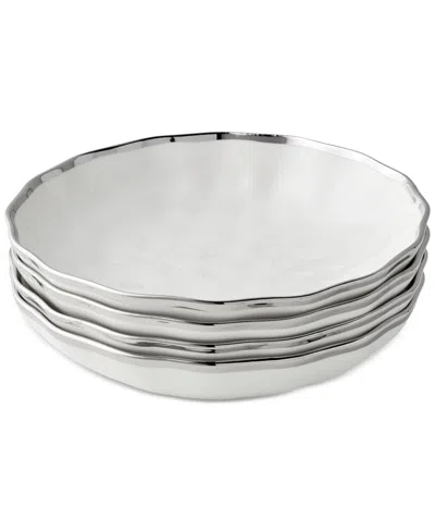 Certified International Regency Silver Set Of 4 Soup Bowls In White