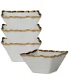 Certified International Regency Square Snack Bowls, Set Of 4 In Gold