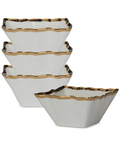 Certified International Regency Square Snack Bowls, Set Of 4 In Gold