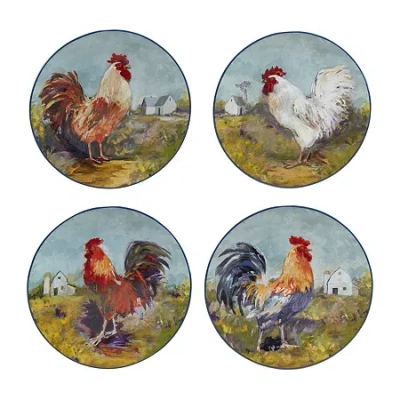 Certified International Rooster Meadow 4-pc. Earthenware Dinner Plate In Multi