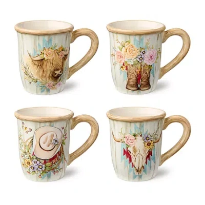 Certified International Rosewood 4-pc. Coffee Mug In White