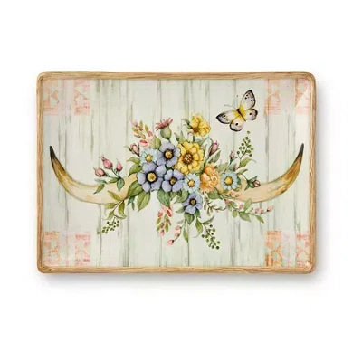 CERTIFIED INTERNATIONAL ROSEWOOD CERAMIC SERVING PLATTER