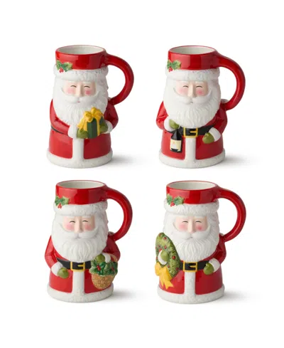 Certified International Santa Delight Set Of 4 3d Mugs In Multi