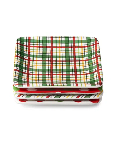 Certified International Santa Delight Canape Plates, Set Of 4 In Multi