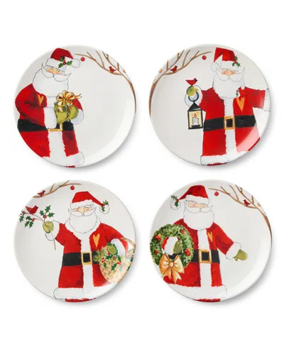 Certified International Santa Delight Dinner Plates, Set Of 4 In Red