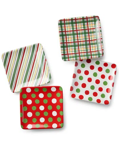Certified International Santa Delight Set Of 4 Canapes In Multi
