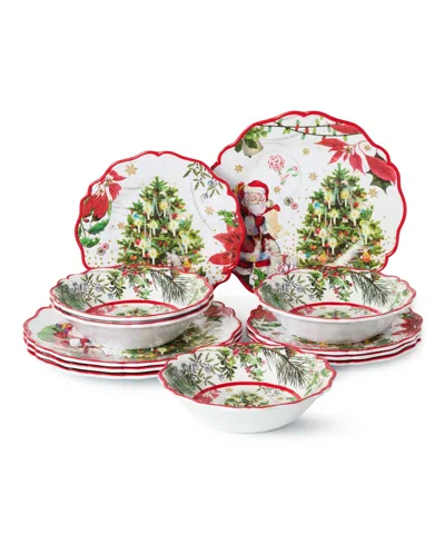 Certified International Santa's Delivery Melamine 12-piece Dinnerware Set, Service For 4 In Multi