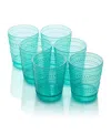 Certified International Set Of 6 Santa Fe 22oz Acrylic Ice Tea Glasses In Teal