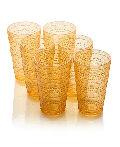 Certified International Set Of 6 Santa Fe 22oz Acrylic Ice Tea Glasses In Yellow