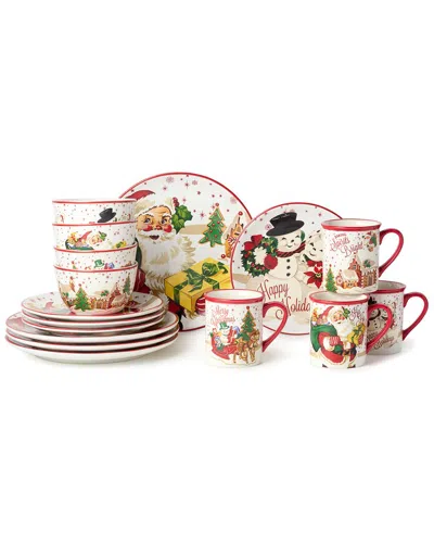 Certified International Santa's Retro Christmas 16pc Dinnerware Set