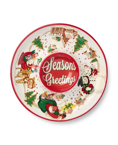 Certified International Santa's Retro Christmas Chip Dip Platter In Multi