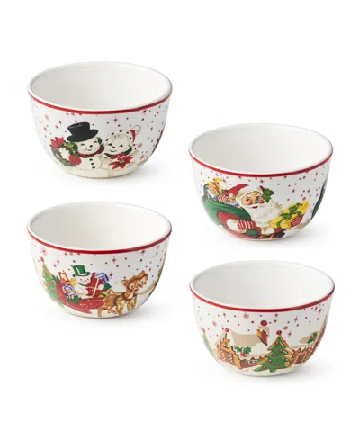 Certified International Santa's Retro Christmas Ice Cream Bowls, Set Of 4 In Multi