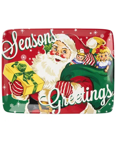 Certified International Santa's Retro Christmas Rectangular Platter In Multi