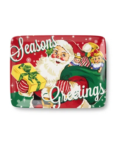 Certified International Santa's Retro Christmas Rectangular Platter In Multi