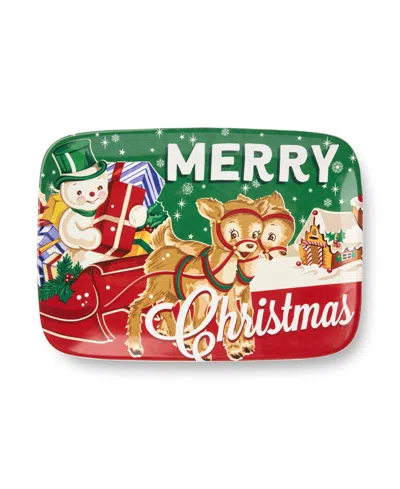 Certified International Santa's Retro Christmas Rectangular Platter In Multi