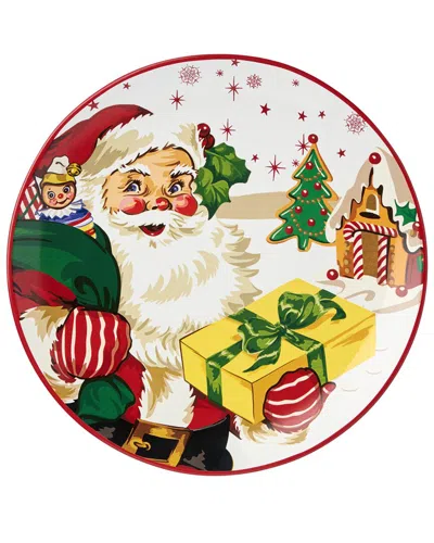 CERTIFIED INTERNATIONAL CERTIFIED INTERNATIONAL SANTA'S RETRO CHRISTMAS SET OF 4 DINNER PLATES