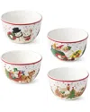 Certified International Santa's Retro Christmas Set Of 4 Ice Cream Bowls In Multi
