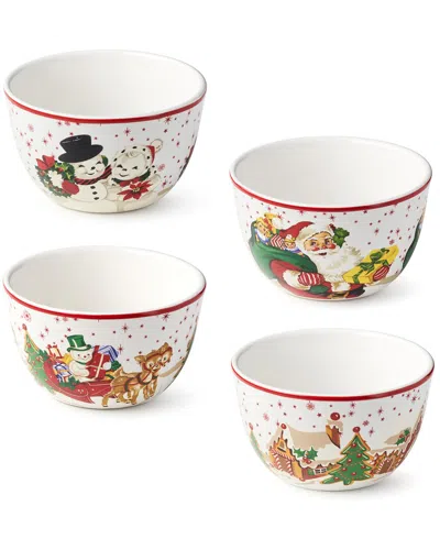Certified International Santa's Retro Christmas Set Of 4 Ice Cream Bowls In Multi