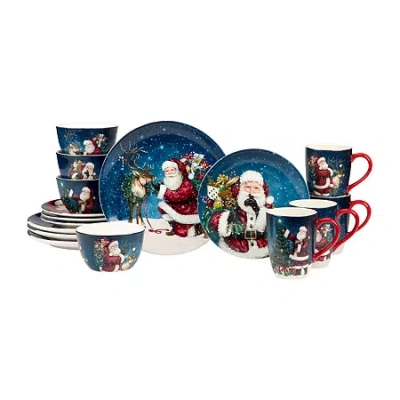 Certified International Santa's Secret 16-pc. Earthenware Dinnerware Set In Blue