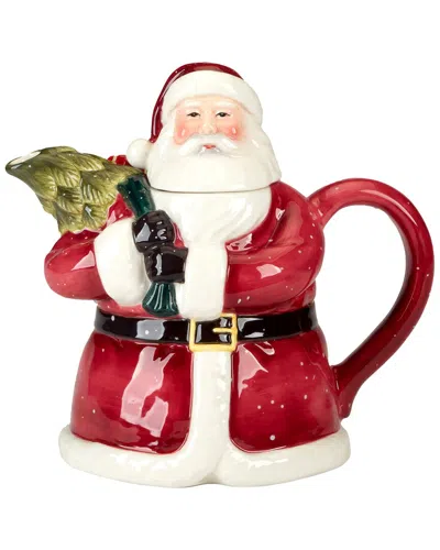 Certified International Santa's Secret 3d Teapot In Red