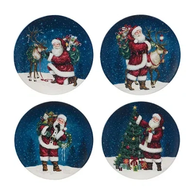 Certified International Santa's Secret 4-pc. Earthenware Dinner Plate In Blue