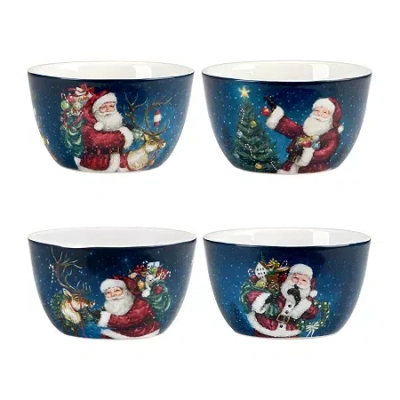 Certified International Santa's Secret 4-pc. Earthenware Ice Cream Bowl In Blue